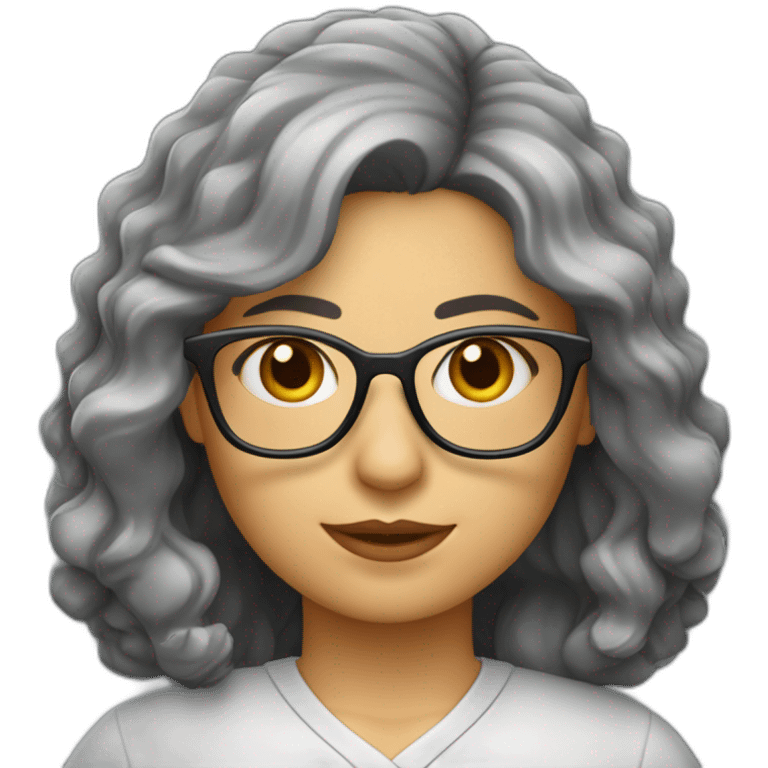 Profesora gordita pelo gris ondulado ondulado y gafas r9sas emoji