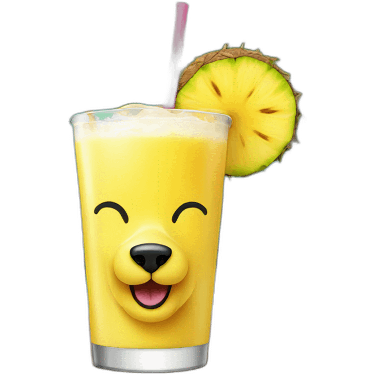 Dog drink a pina colada emoji