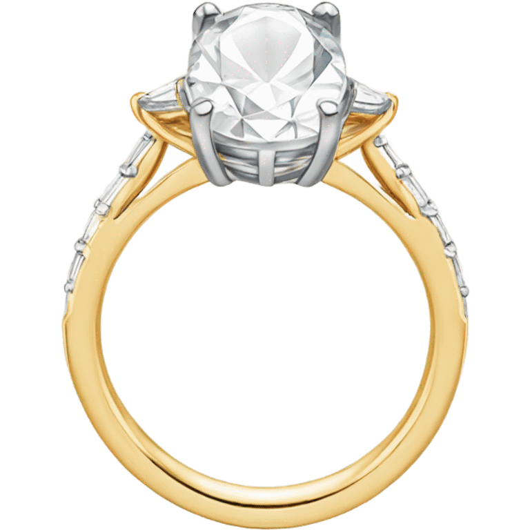 gold engagement ring with oval center stone emoji