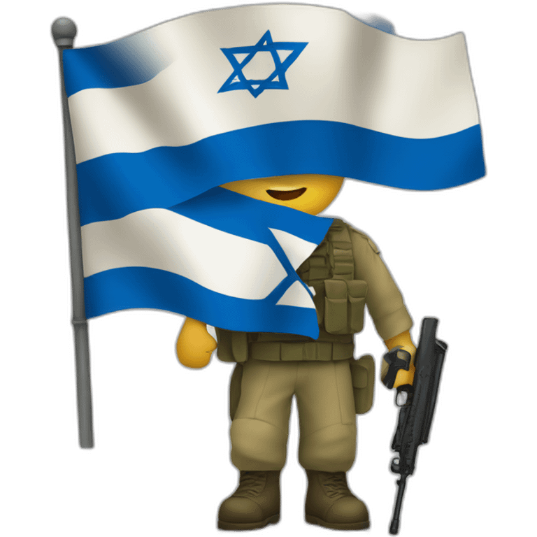 A soldier holds the flag of the State of Israel emoji