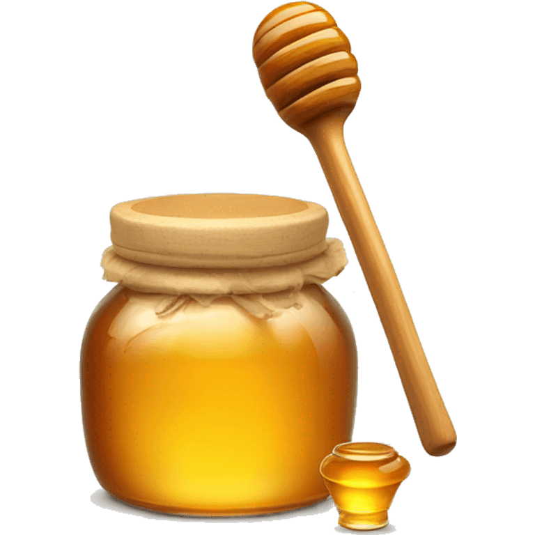 glass jar of honey with a wooden honey dipper emoji