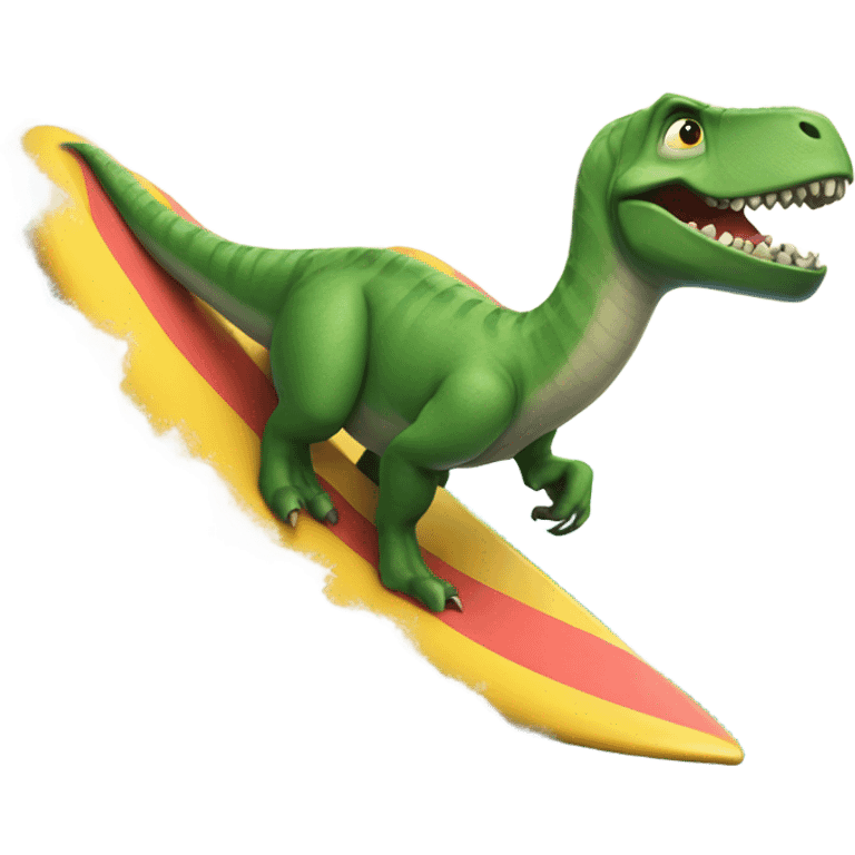 Dinosaur surfing emoji