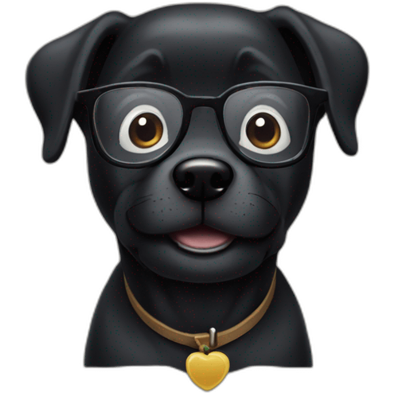 a black happy dog with glasses emoji