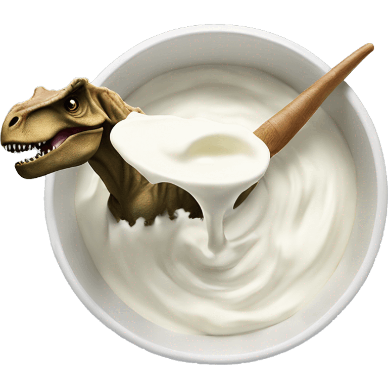 Bowl of yogurt being eaten by T. rex dinosaur  emoji