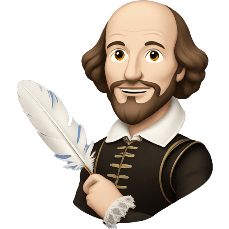 William Shakespeare holds a feather in his hand emoji