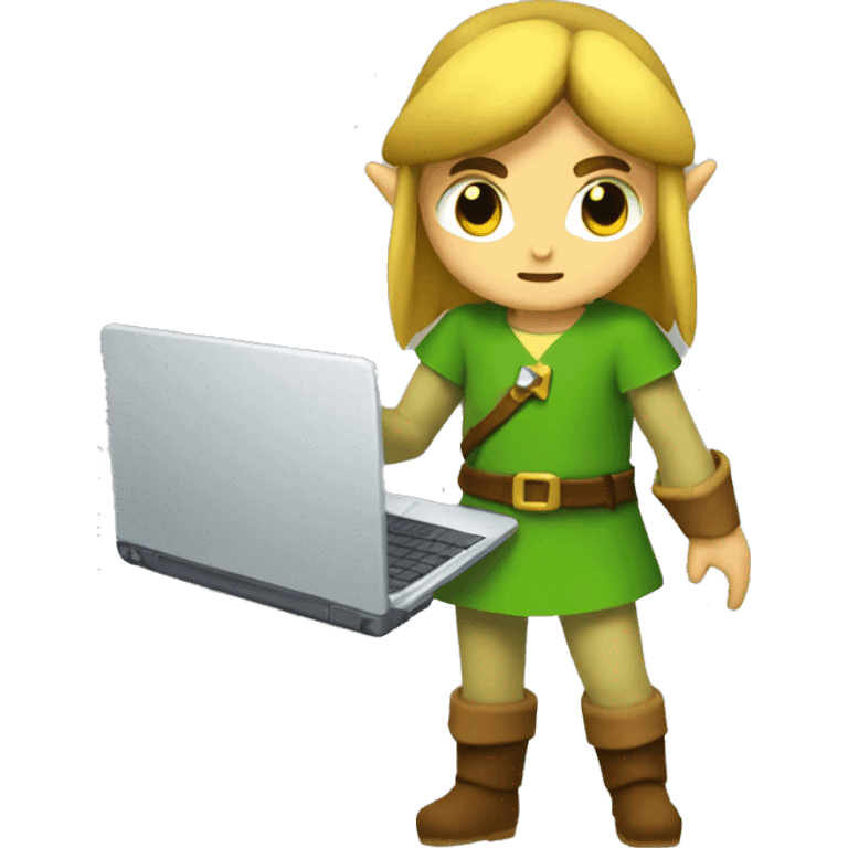 zelda link working with a laptop emoji