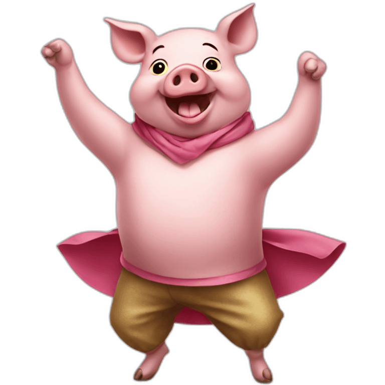 pig wearing cloth and dancing on a table emoji