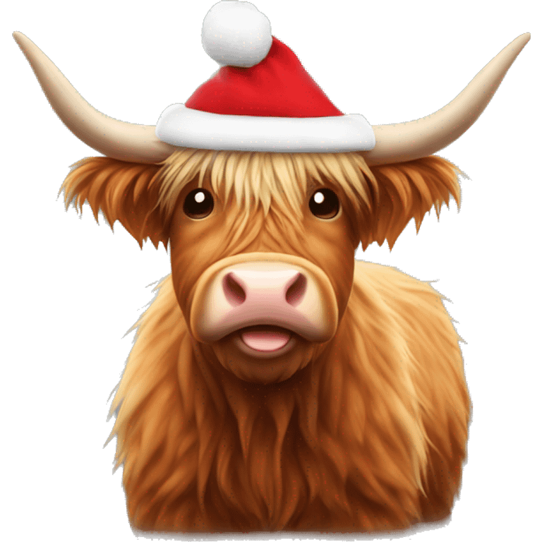 Highland cow with santa hat emoji