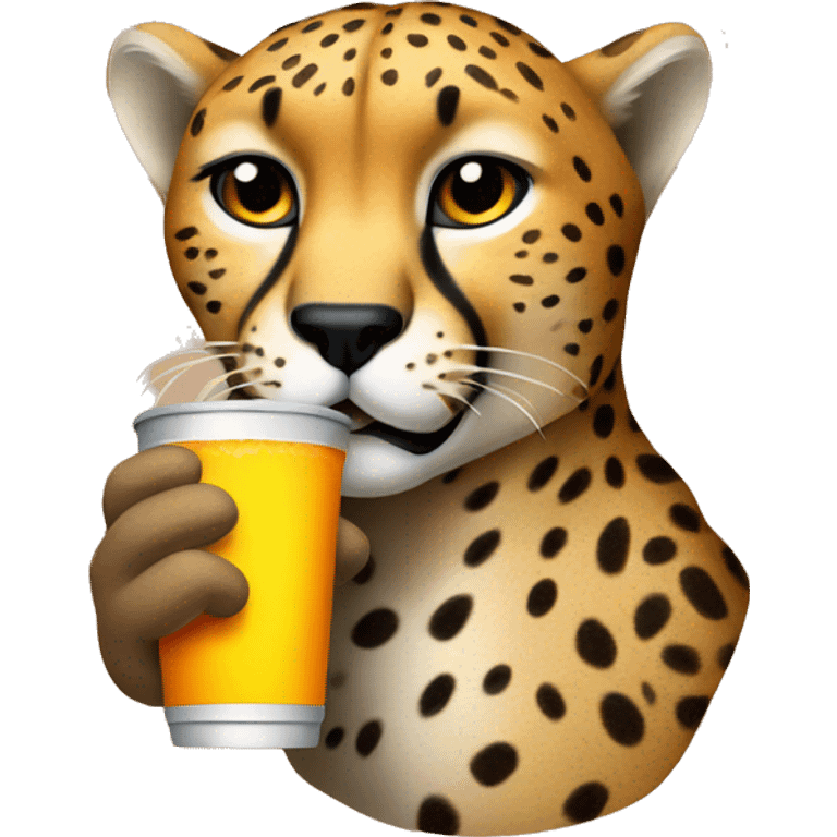 Cheetah drinking soda emoji