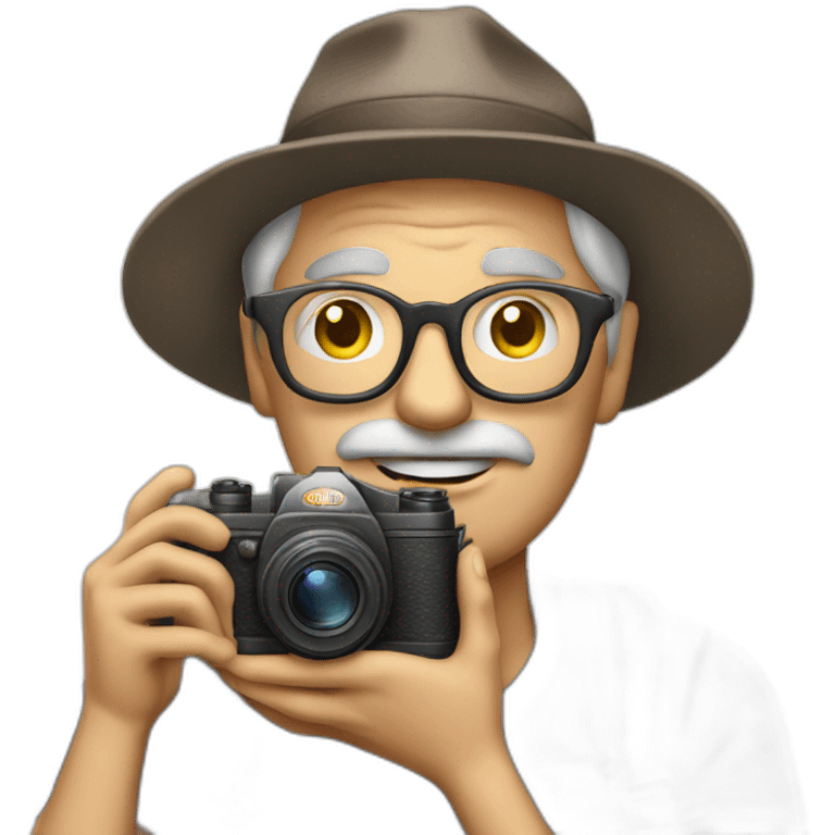 old photographer, camera, taking photos emoji