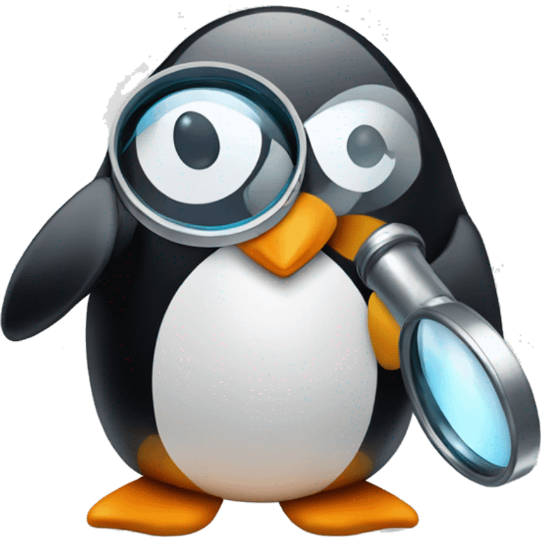  penguin with magnifying glass emoji