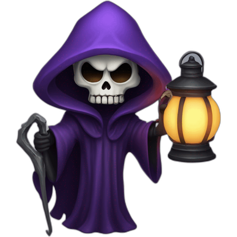 Creepy Purple grim reaper holding a lantern emoji