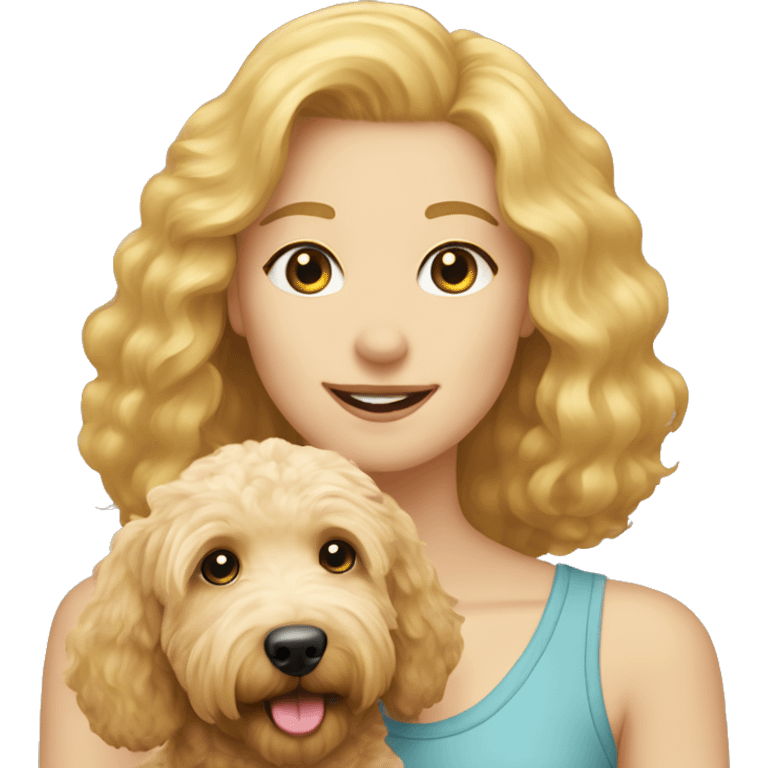 Goldendoodle with blonde girl emoji