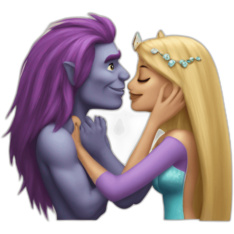 troll and princess kissing emoji