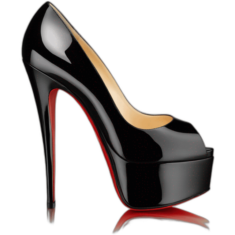 One Louboutin Black patent Leather Lady Peep Toe Platform emoji