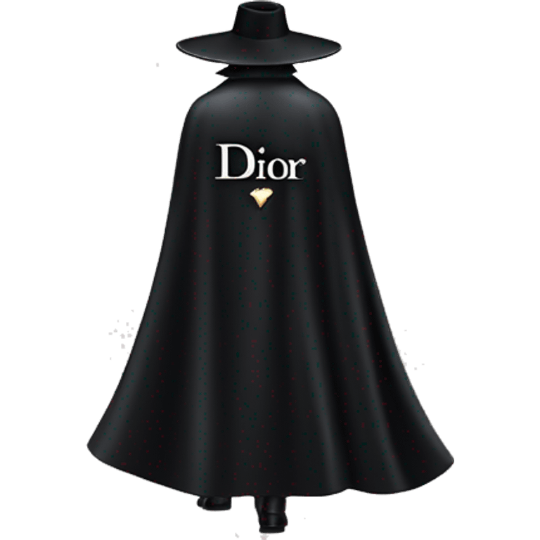 back profile of black magician, cape that says Dior, Dior logo on the cape emoji