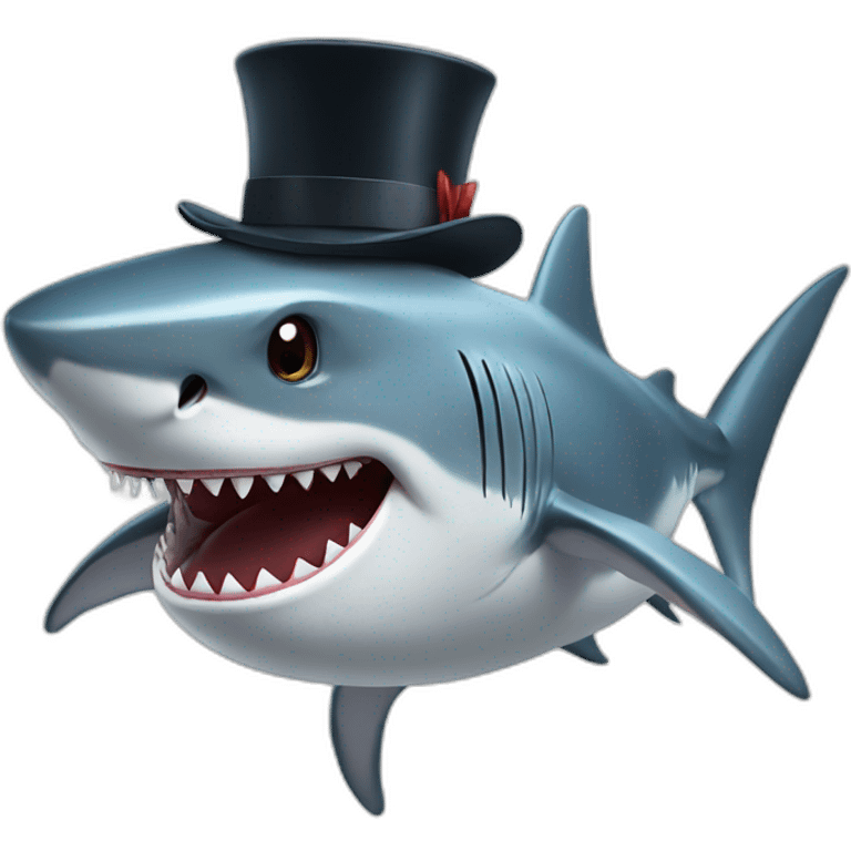 Shark with a top hat emoji