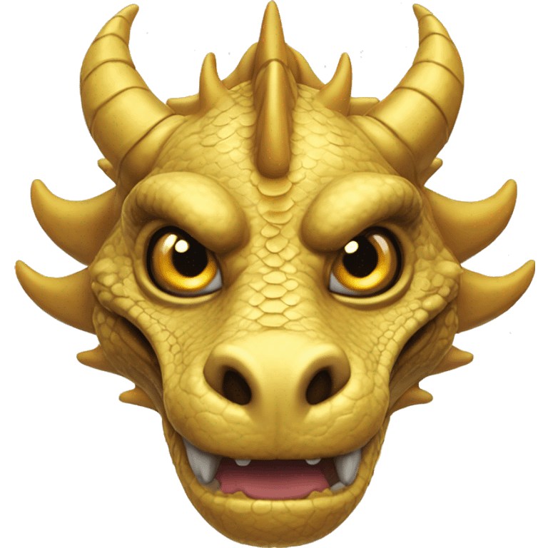 Golden dragon with whiskers, snake eyes, long horns emoji