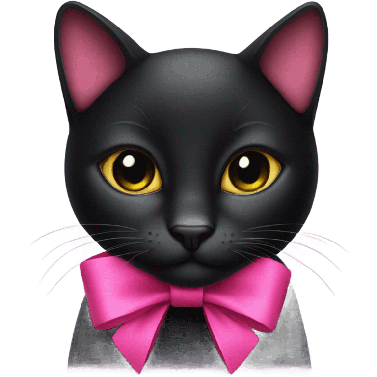 Black cat with a pink bow emoji