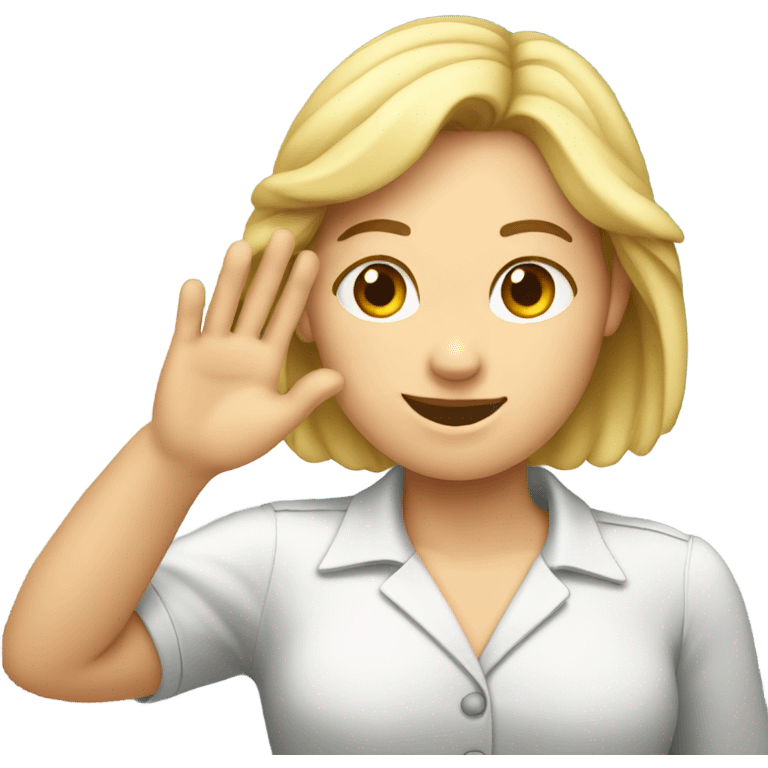 white female doing a salute gesture emoji