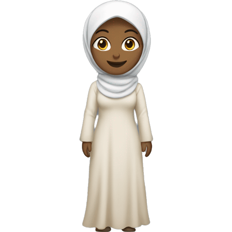 hijab woman, dress, full-body"slim",smile emoji