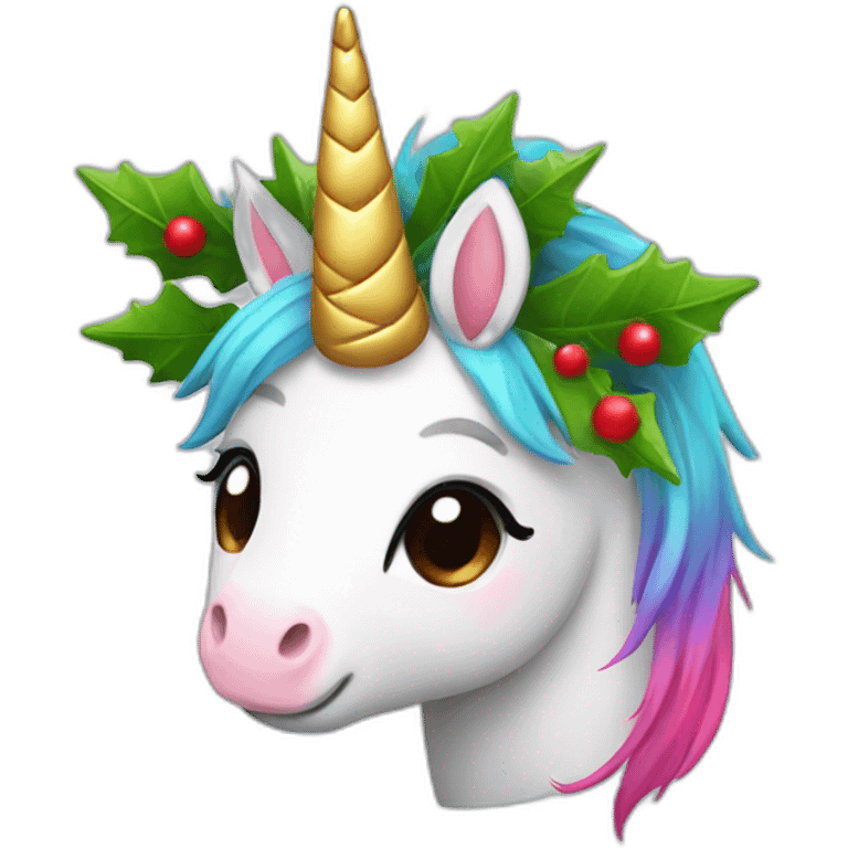 Cute unicorn with Christmas clothes emoji