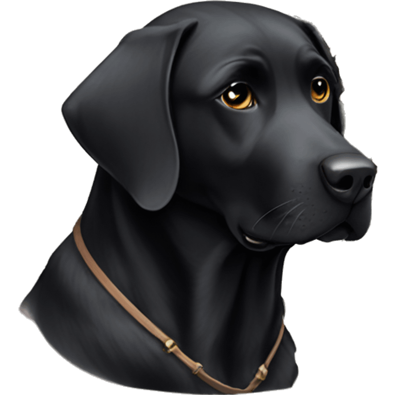 Black Labrador with bouquet of flowers  emoji