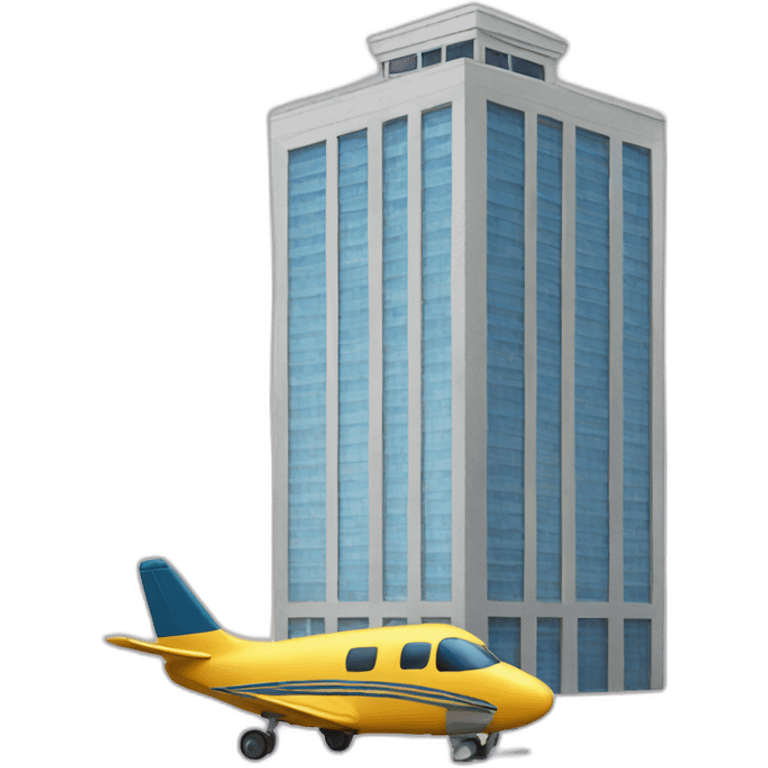 Building carrying a plane emoji