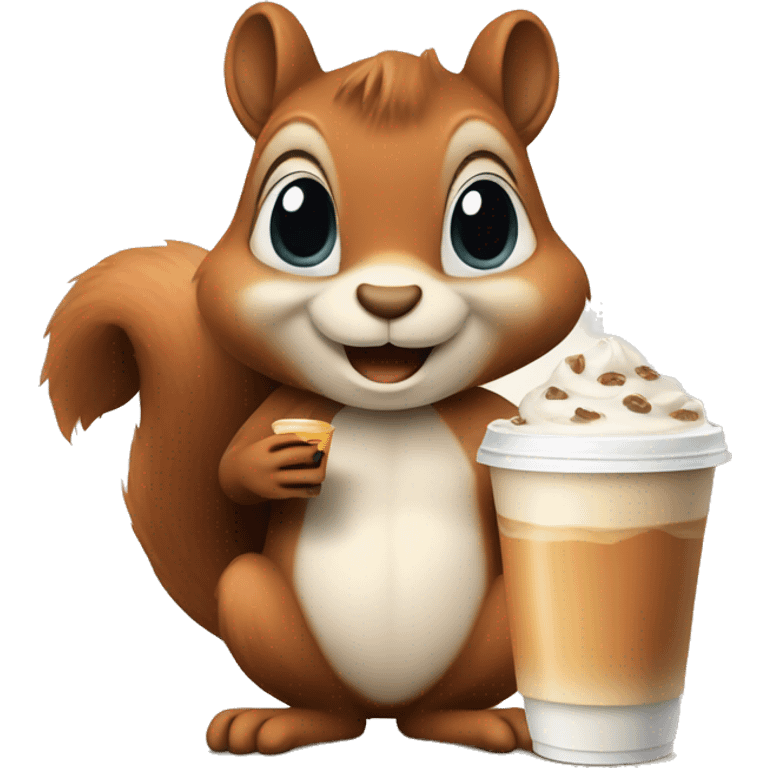 Squirrel with iced coffee emoji