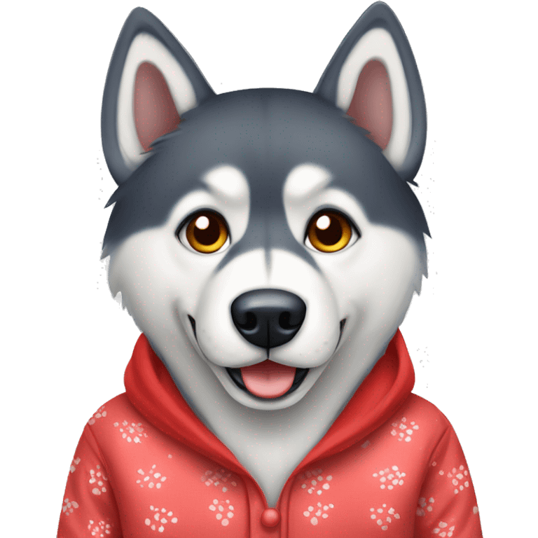 Husky wearing red pajamas  emoji