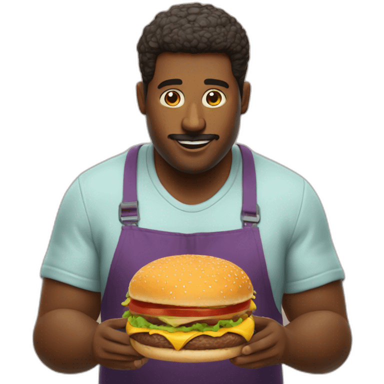 homme gros qui mange un burger emoji