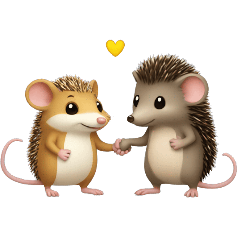 mouse and hedgehog holding hands emoji