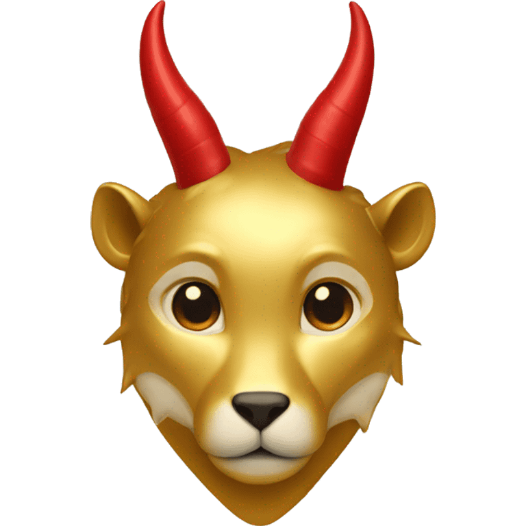 Gold heart with red horns and red tail emoji