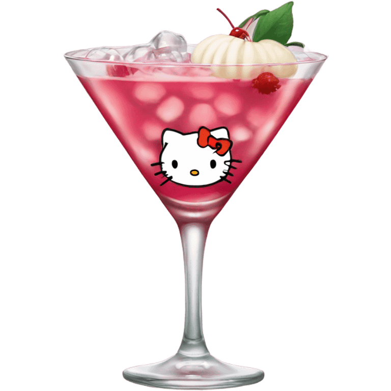 hello kitty with lychee martini emoji