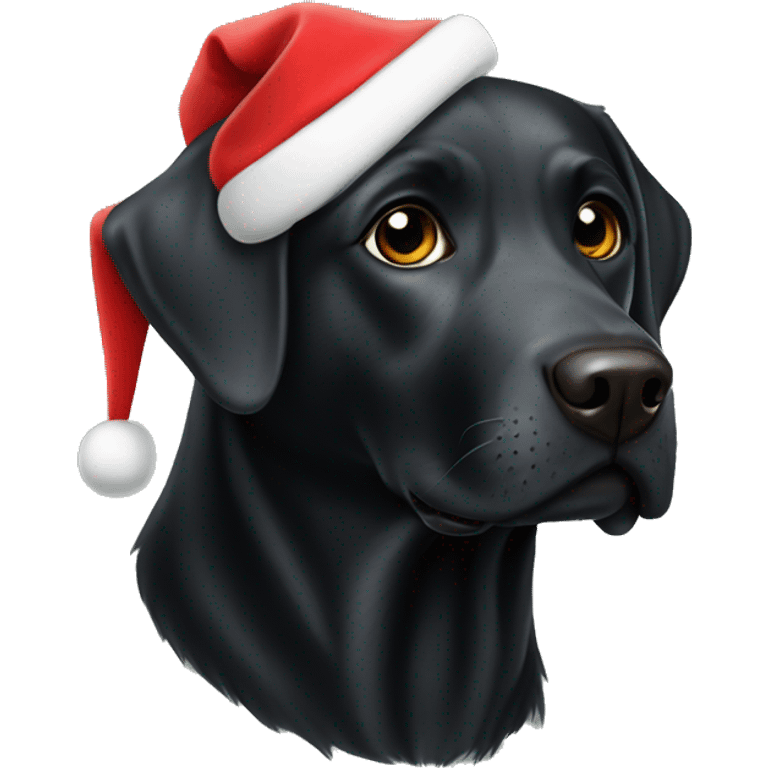 black labrador with santa hat emoji