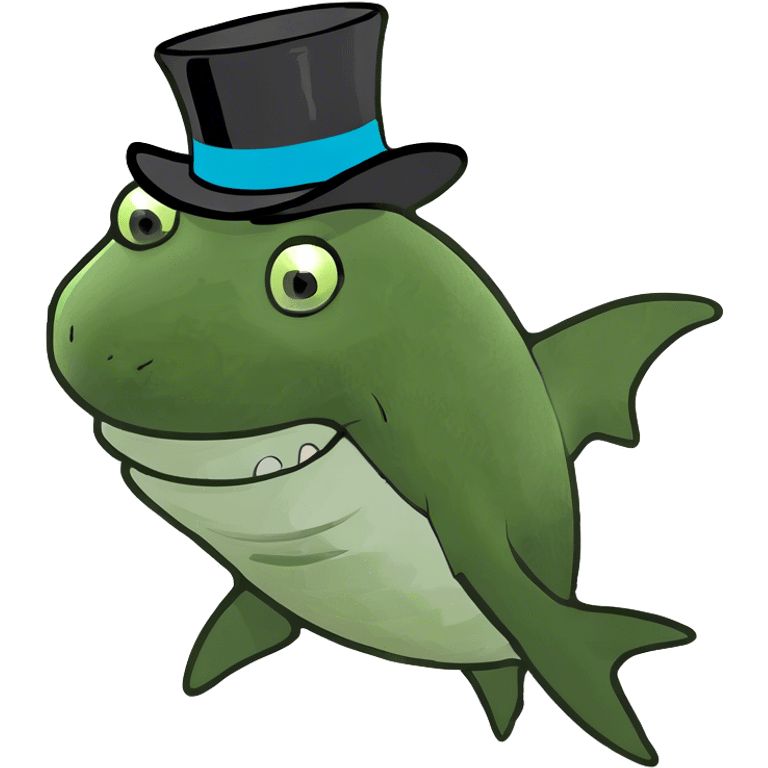 Shark with a top hat emoji