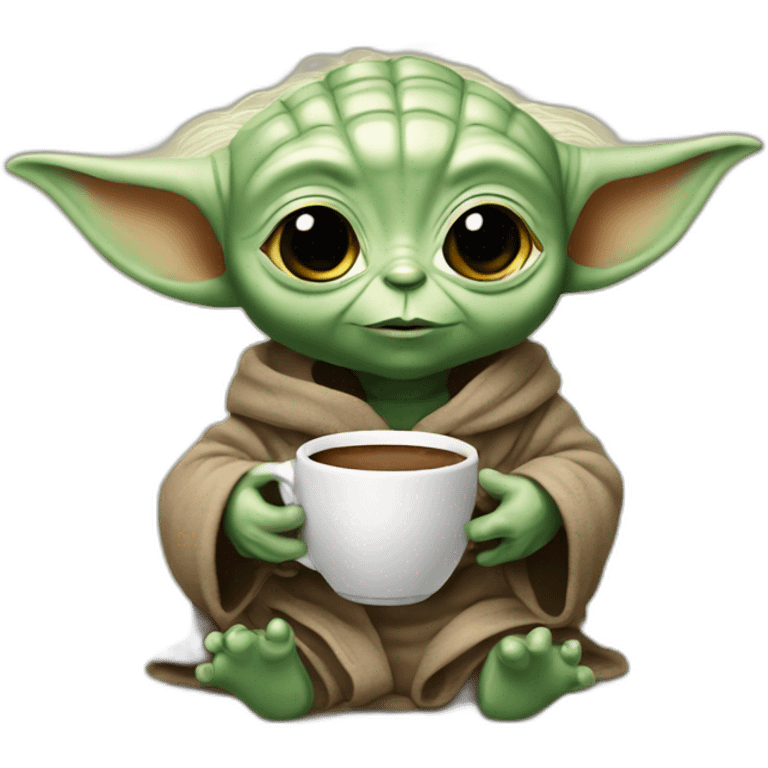 Bébé Yoda buvant un café emoji