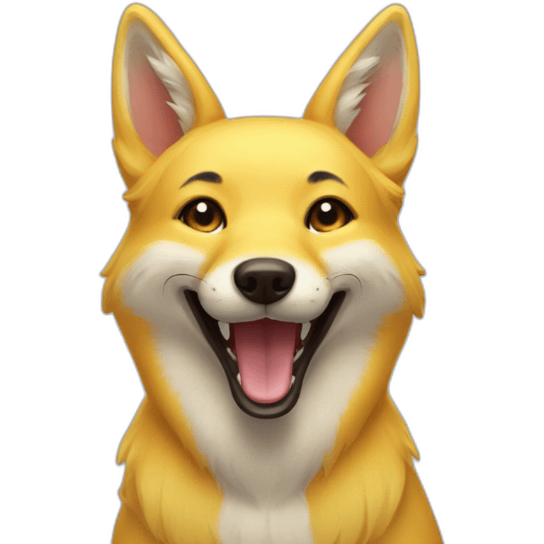 yellow fox dog hybrid smiling emoji