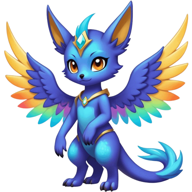 Anthro Sona Cool Edgy Cute Beautiful Colorful Shy Winged Shiny Nebula Fakemon-Fantasy-Creature Full Body emoji