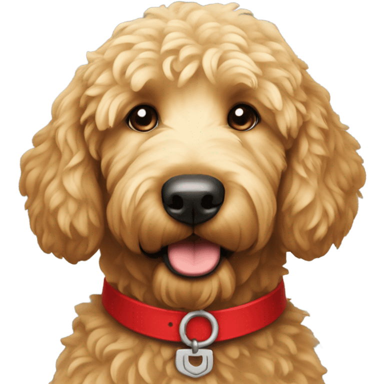 Golden doodle with a red collar emoji