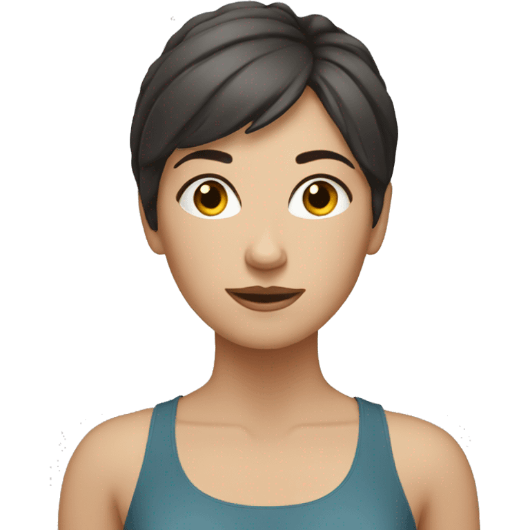 White woman dark short hair doing yoga  emoji