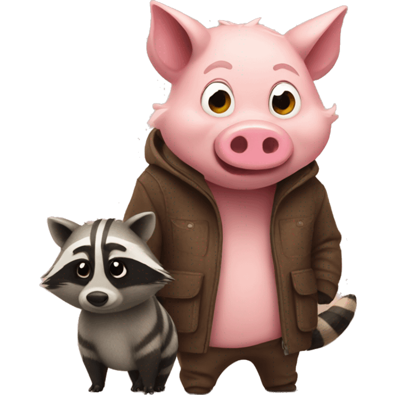 Piggy and raccoon  emoji