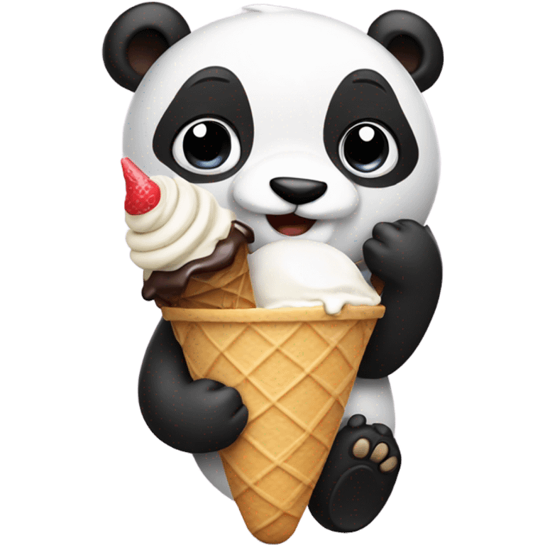 Panda eating ice cream emoji