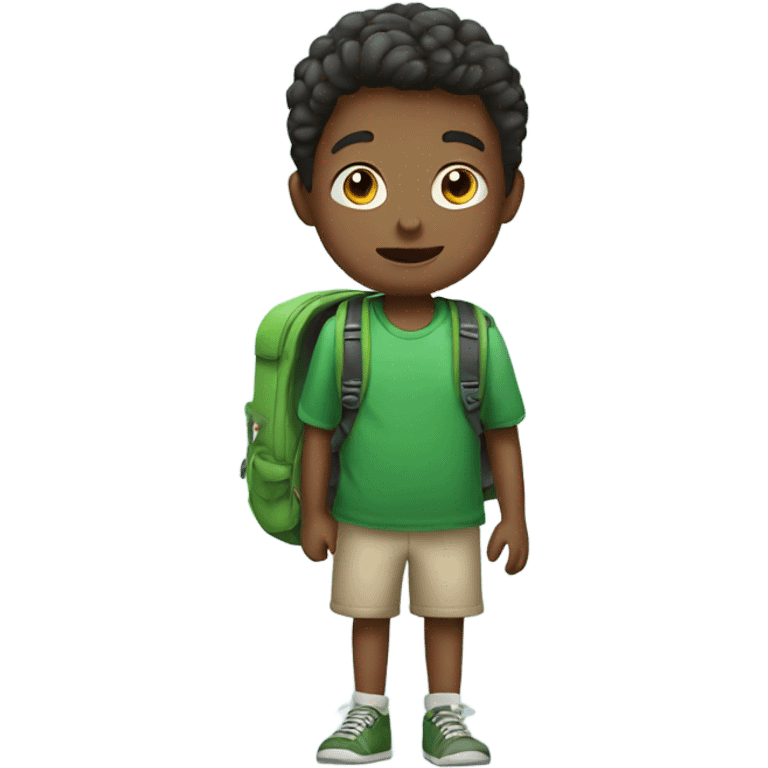 boy with backpack and green shirt emoji