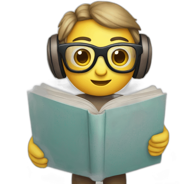 chatbot with glasses holding a book emoji