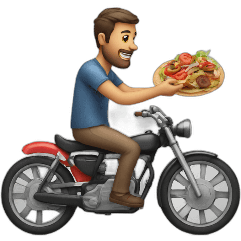 a man on a bike eating a kebab emoji