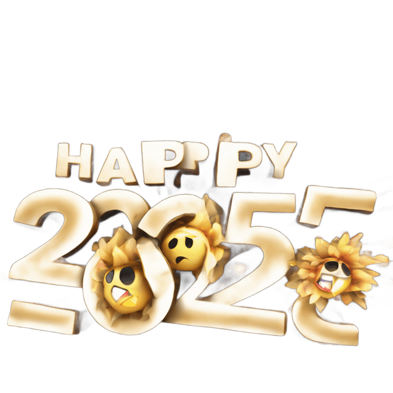 Fireworks with this text : happy New year 2025 emoji