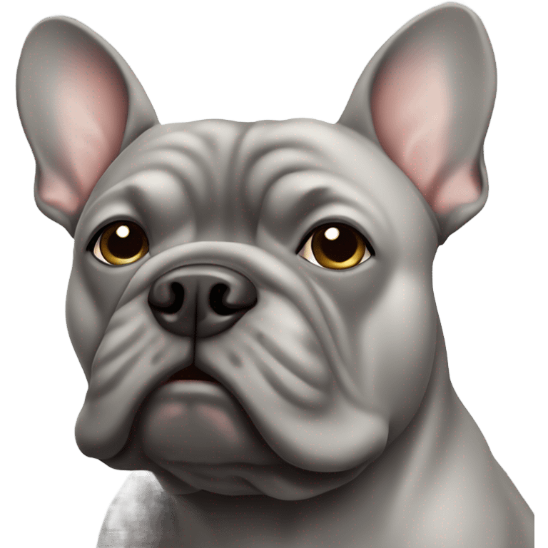 Grey French bull dog emoji