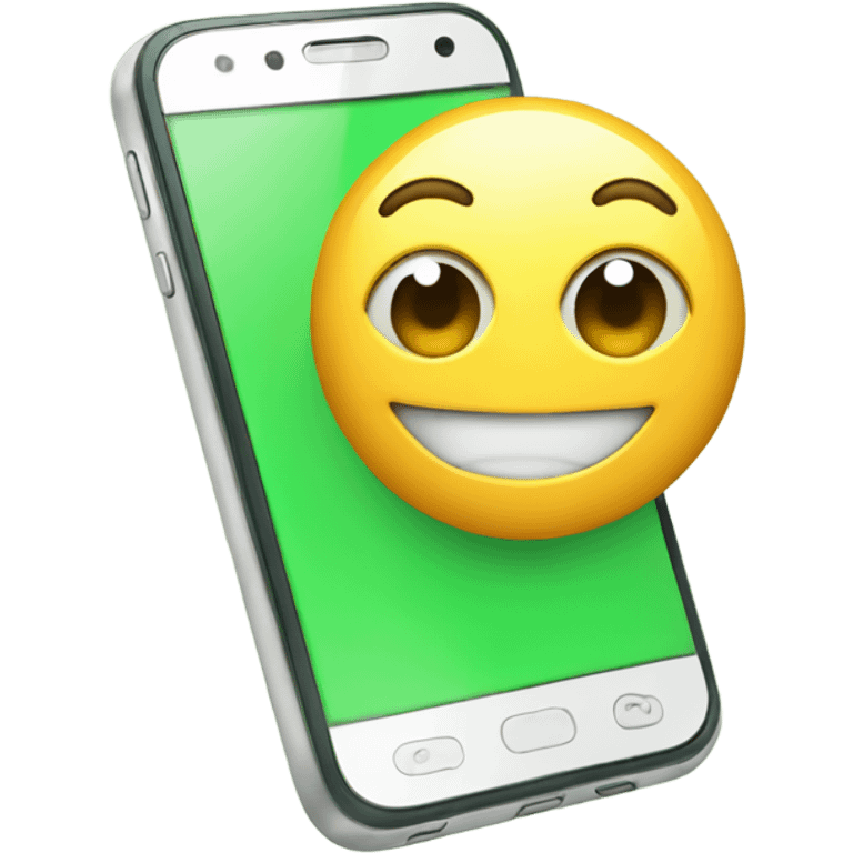 Green smartphone happy emoji