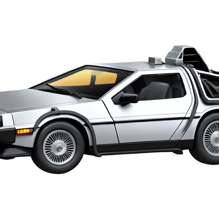 Delorean with flames from tires emoji